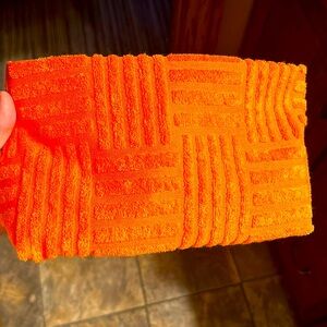 NWT Ulta Orange fuzzy Makeup Bag